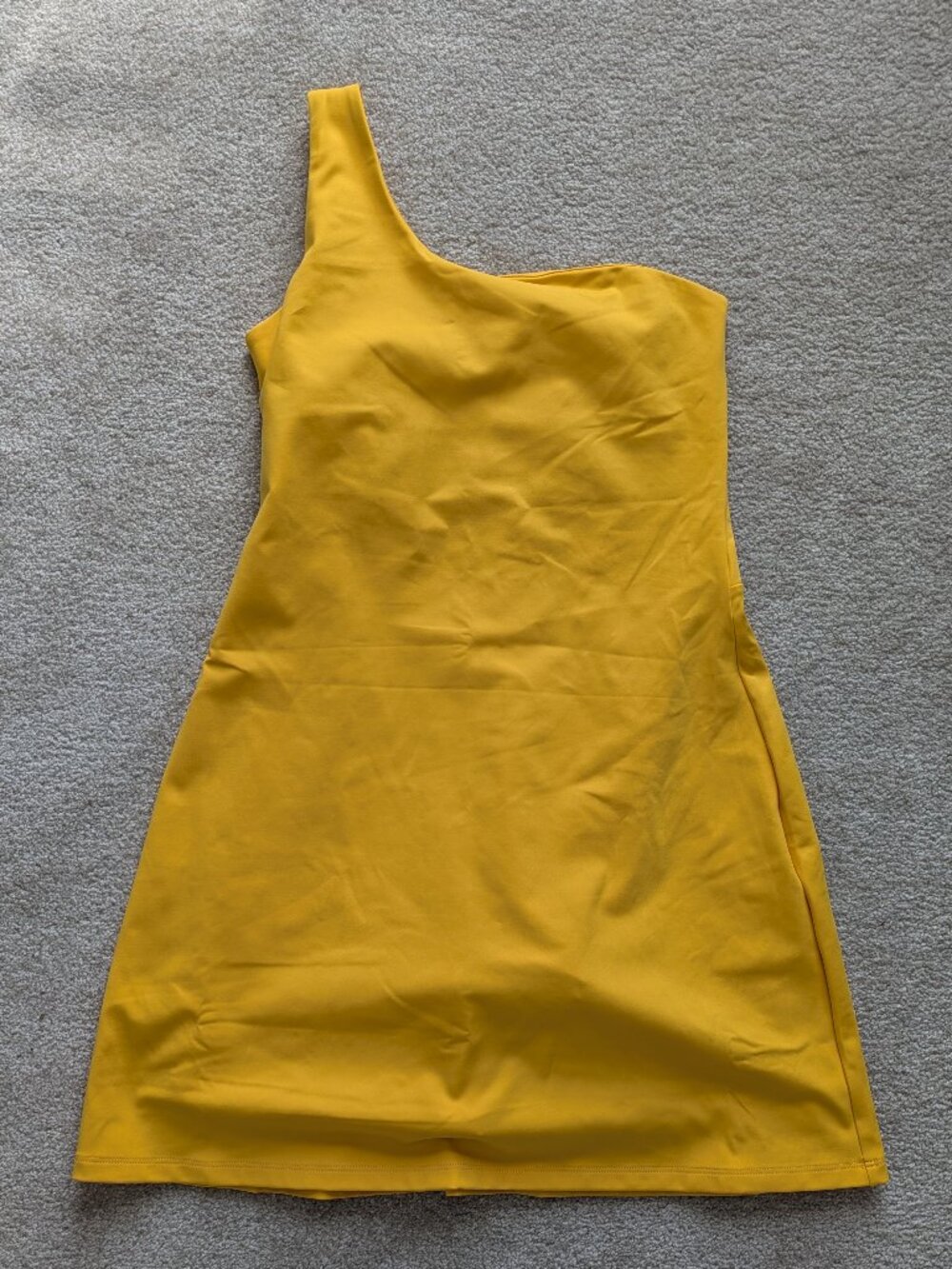 Girlfriend Collective Yellow Bianca One Shoulder Dress (NWOT) - Picture 3 of 7